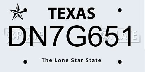 DN7G651 Texas License Plate