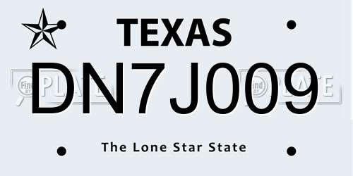 DN7J009 Texas License Plate