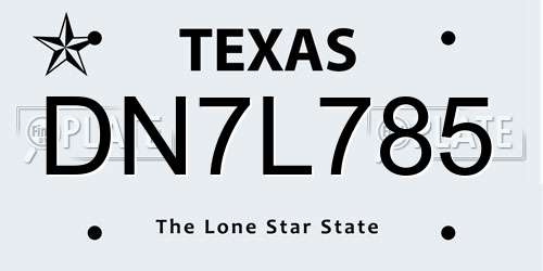 DN7L785 Texas License Plate