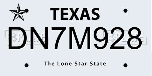 DN7M928 Texas License Plate