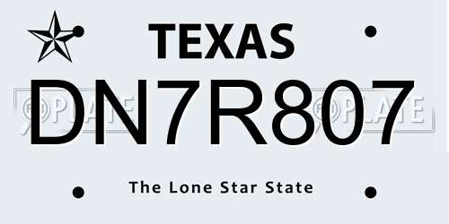 DN7R807 Texas License Plate