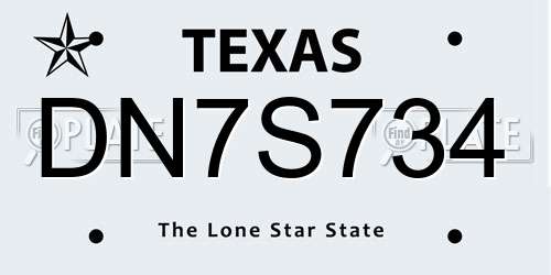 DN7S734 Texas License Plate