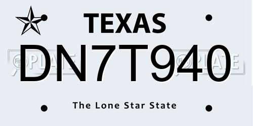 DN7T940 Texas License Plate
