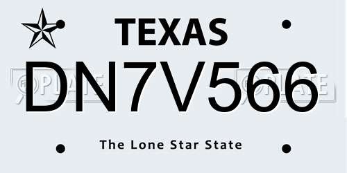 DN7V566 Texas License Plate