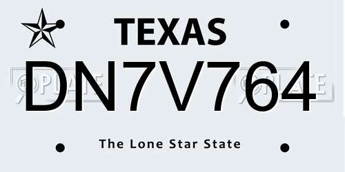DN7V764 Texas License Plate