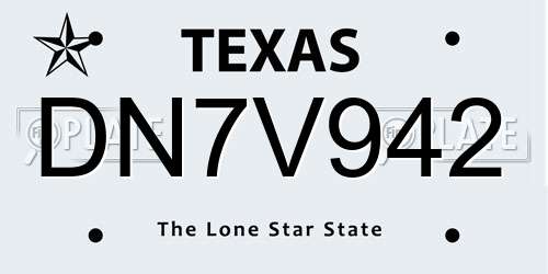 DN7V942 Texas License Plate