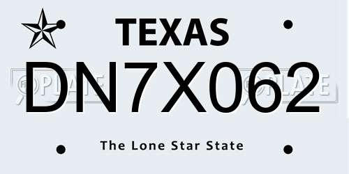 DN7X062 Texas License Plate