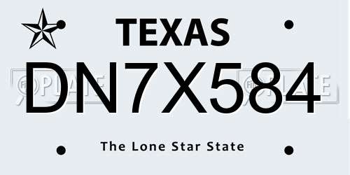 DN7X584 Texas License Plate