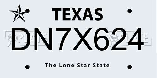 DN7X624 Texas License Plate