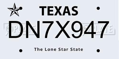 DN7X947 Texas License Plate