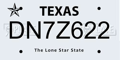 DN7Z622 Texas License Plate