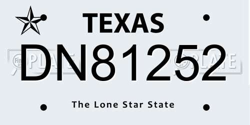 DN81252 Texas License Plate
