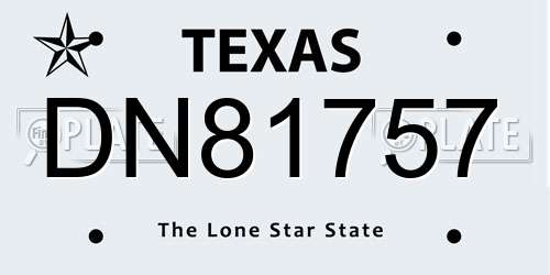 DN81757 Texas License Plate