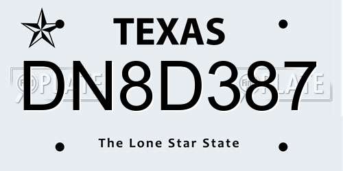 DN8D387 Texas License Plate