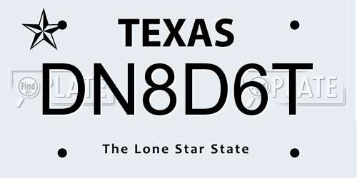 DN8D6T Texas License Plate