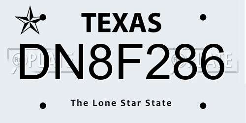 DN8F286 Texas License Plate