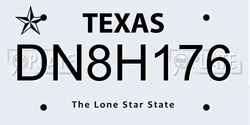 DN8H176 Texas License Plate