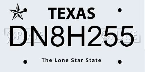 DN8H255 Texas License Plate