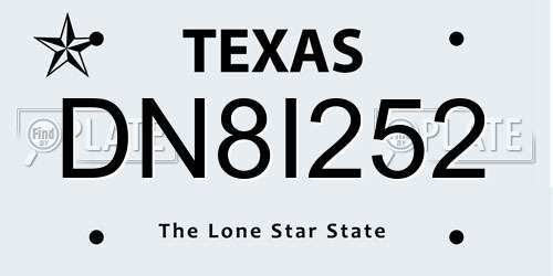 DN8I252 Texas License Plate