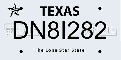 DN8I282 Texas License Plate
