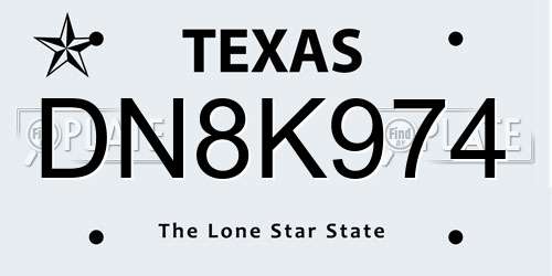 DN8K974 Texas License Plate