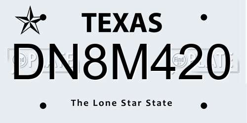 DN8M420 Texas License Plate