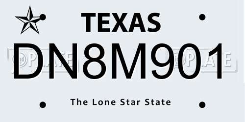 DN8M901 Texas License Plate