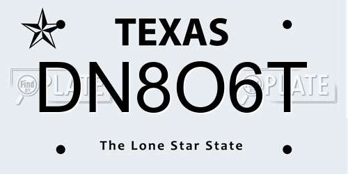 DN8O6T Texas License Plate