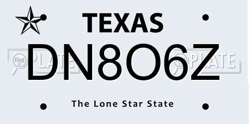 DN8O6Z Texas License Plate