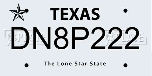 DN8P222 Texas License Plate