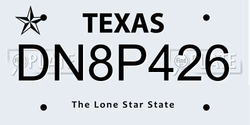DN8P426 Texas License Plate