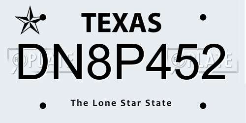DN8P452 Texas License Plate