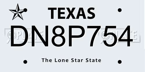 DN8P754 Texas License Plate