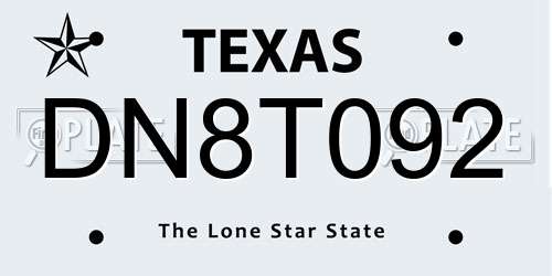 DN8T092 Texas License Plate