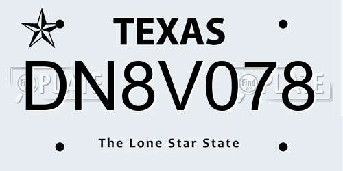 DN8V078 Texas License Plate