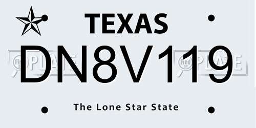 DN8V119 Texas License Plate