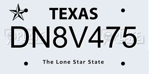 DN8V475 Texas License Plate