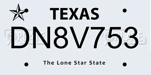 DN8V753 Texas License Plate