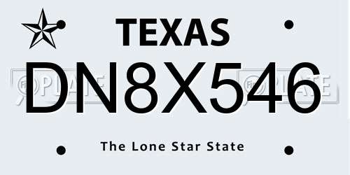 DN8X546 Texas License Plate