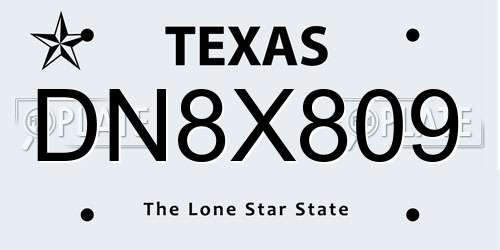 DN8X809 Texas License Plate