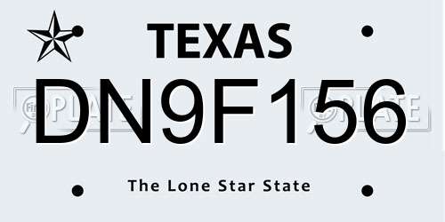 DN9F156 Texas License Plate