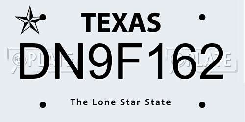 DN9F162 Texas License Plate