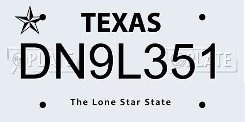 DN9L351 Texas License Plate