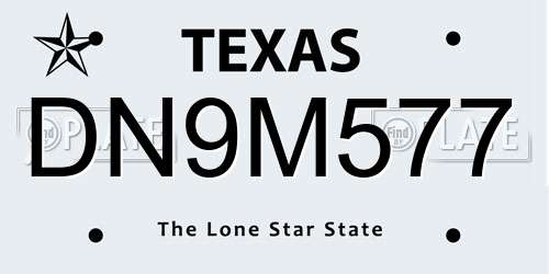 DN9M577 Texas License Plate