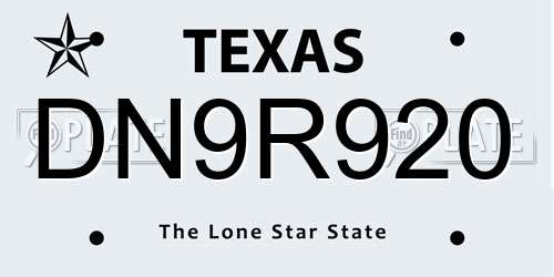 DN9R920 Texas License Plate