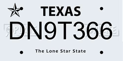 DN9T366 Texas License Plate
