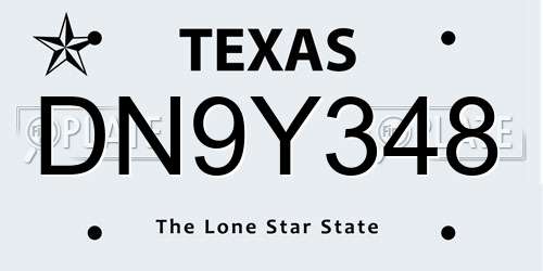 DN9Y348 Texas License Plate