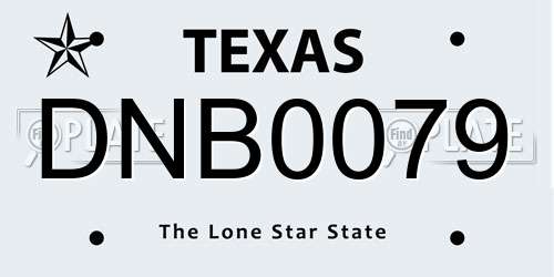 DNB0079 Texas License Plate