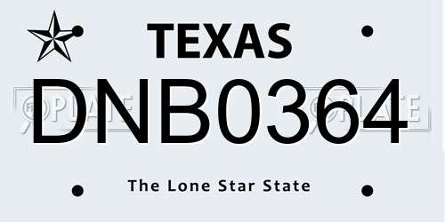 DNB0364 Texas License Plate