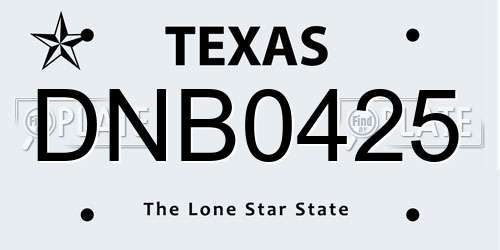 DNB0425 Texas License Plate